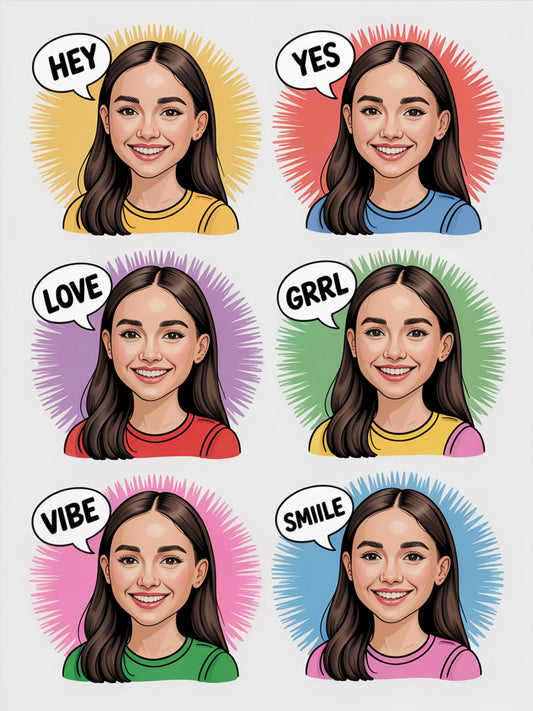 Pop Art Girl Portraits with Expressive Words, Colorful Comic Style, Wall Art Decor, Set of 6 Prints