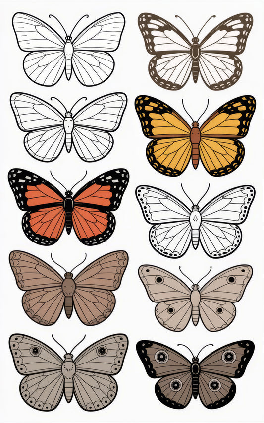 Butterfly Print Set, Vintage Inspired Wall Art, Nature Illustration, Insect Drawing, Home Decor, Classroom Educational Poster