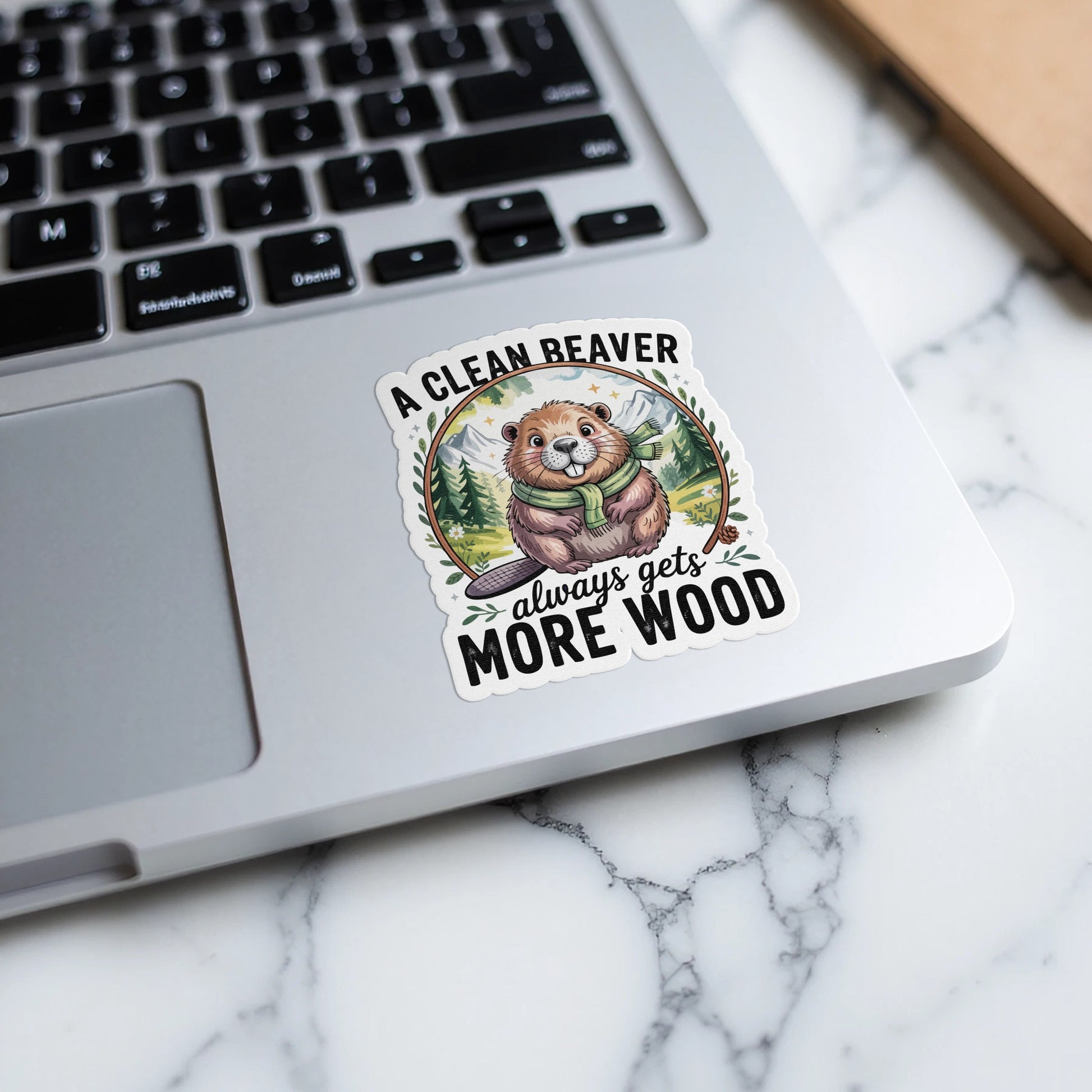 Cute Beaver With Funny Quote Laptop Sticker product type