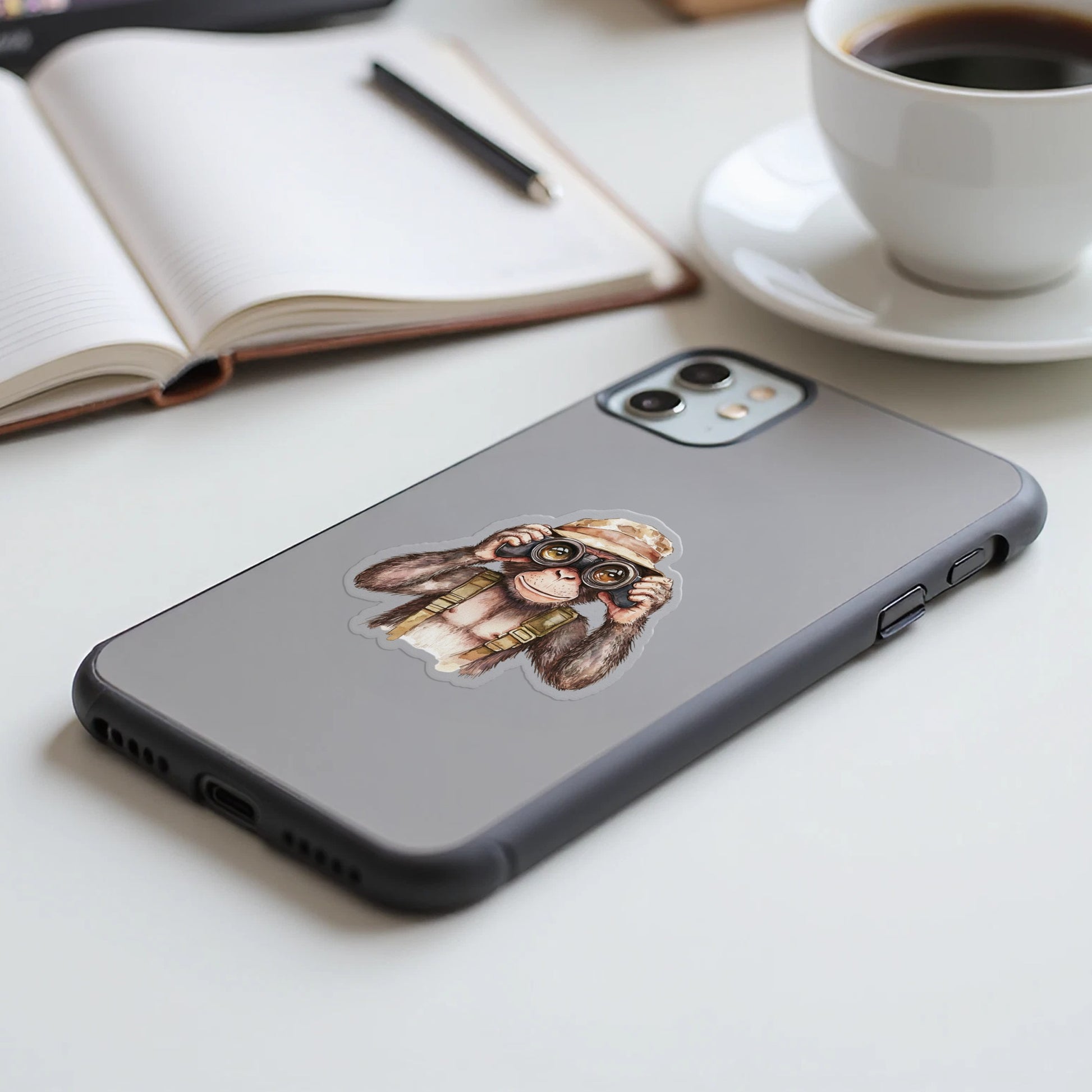 Aviator Dog Design on Grey Phone Case product