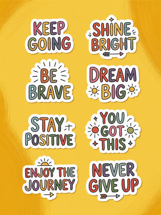 Motivational Sticker Pack, Keep Going, Shine Bright, Dream Big, Positive Vibes Decals