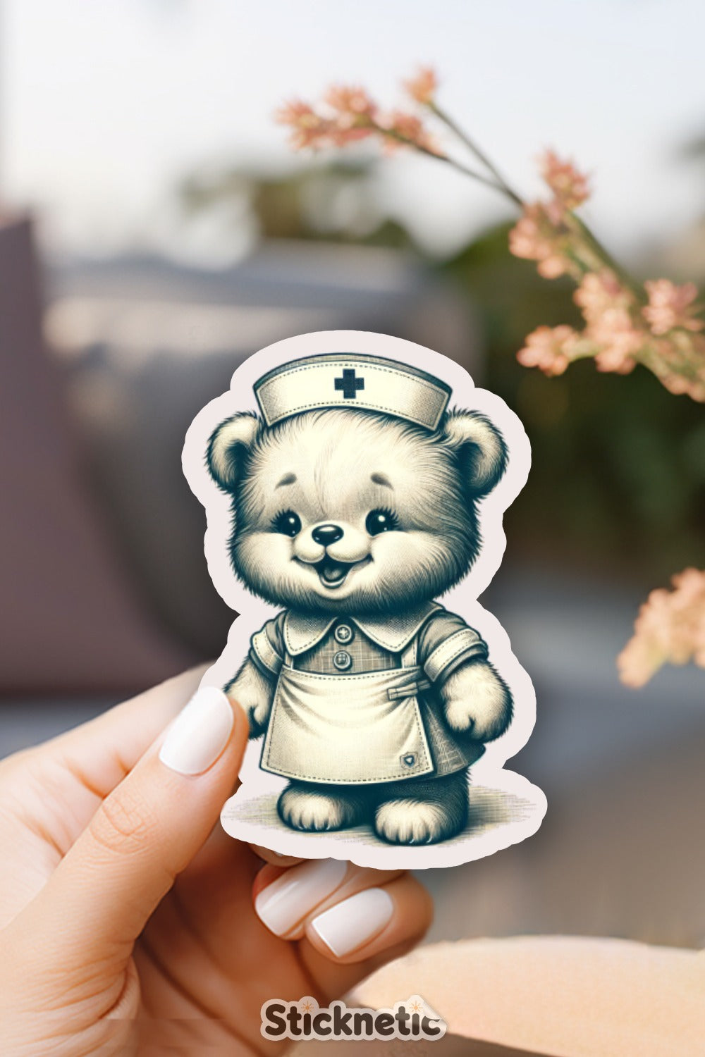 Adorable Nurse Bear Sticker for Healthcare Enthusiasts product