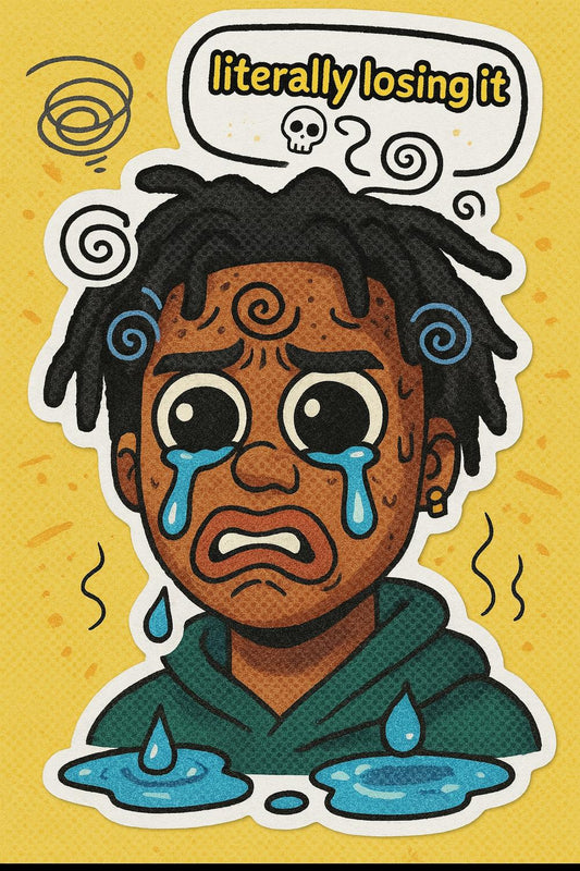 Colorful Crying Comic Character Art Print, Emotional Cartoon Illustration, Vibrant Wall Decor