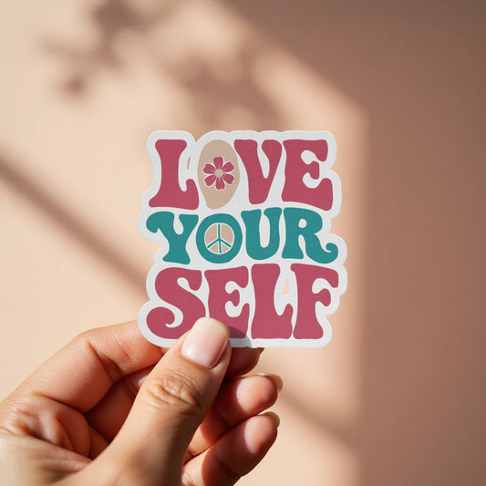 Love Yourself Motivational Peace Sign Sticker product type