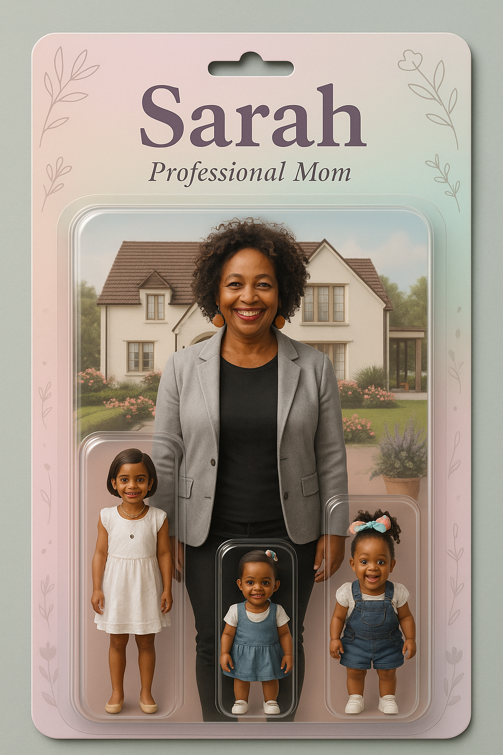 Custom Action Figurine Digital Toy - Mom & Kids with Your Home