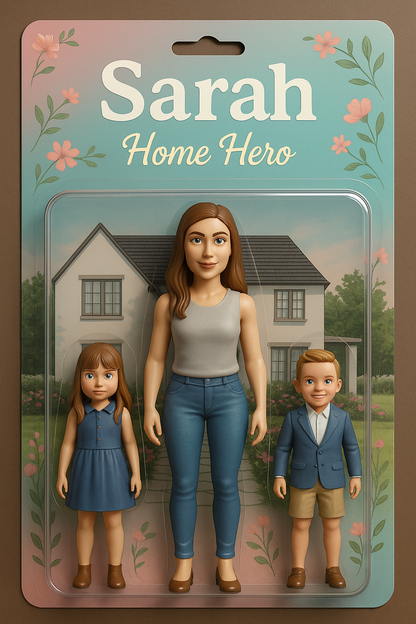 Custom Action Figurine Digital Toy - Mom & Kids with Your Home