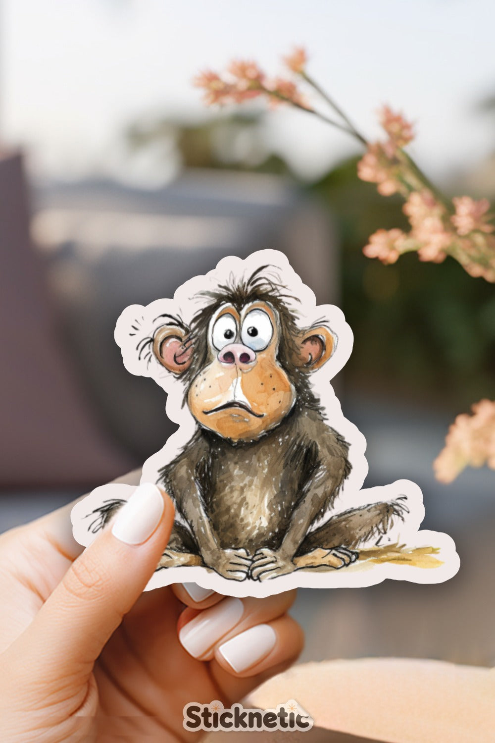 Funny Shocked Monkey Sticker Fun Unique Product