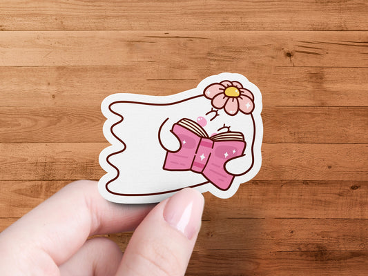 Cute Ghost Reading Books Illustrated Sticker product