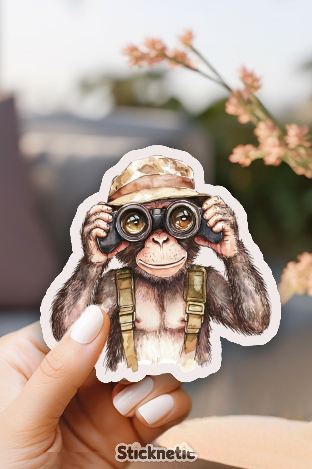Charming Monkey with Binoculars Sticker product
