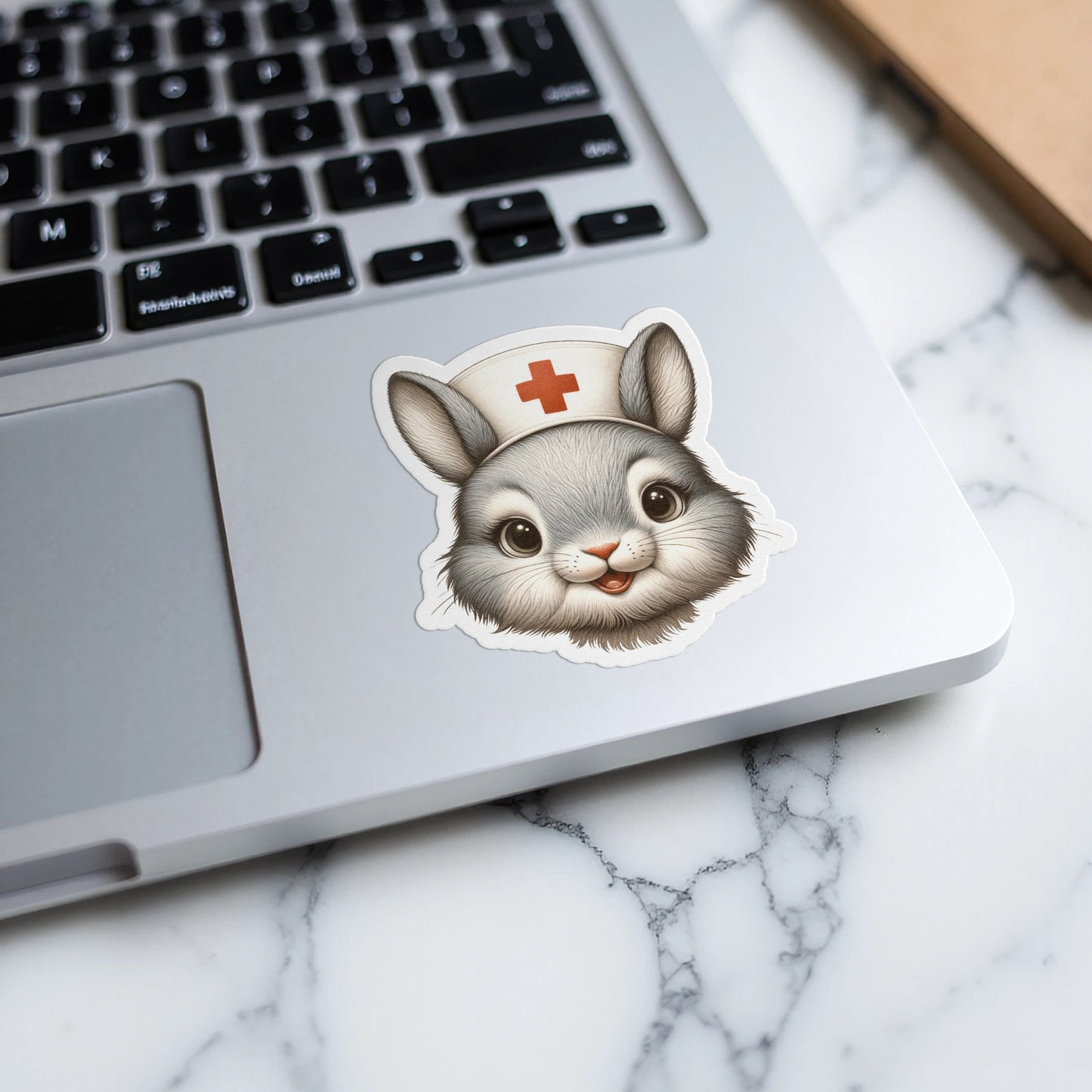 Nurse Bunny Sticker, Cute Rabbit Vinyl Decal, Laptop Decoration, Medical Profession Gift, Waterproof, Fade Resistant