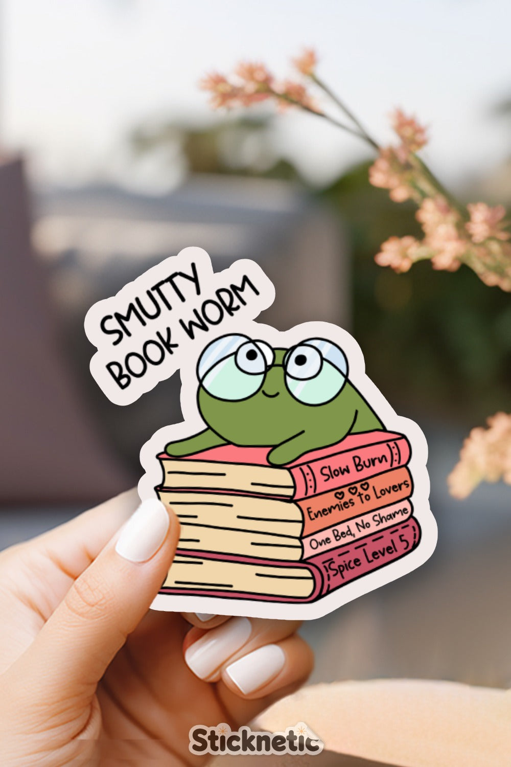 Smutty Book Worm Sticker for Book Lovers product