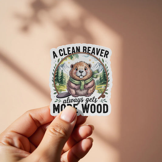 Humorous Beaver Sticker Motivational Cartoon product