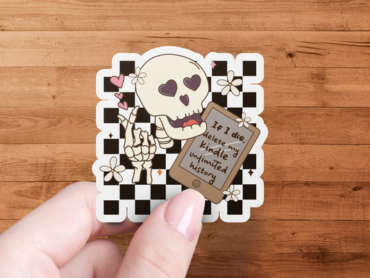 Skull Holding Sign With Delete My History Sticker product