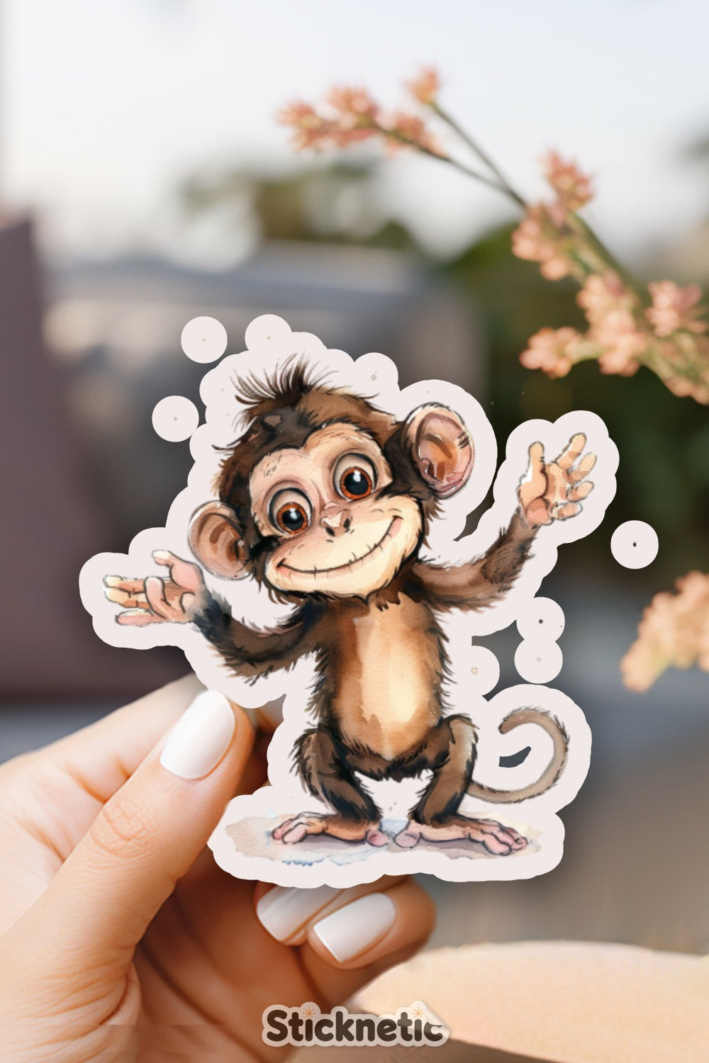 Smiling Cartoon Monkey Sticker for Laptops and Books product type