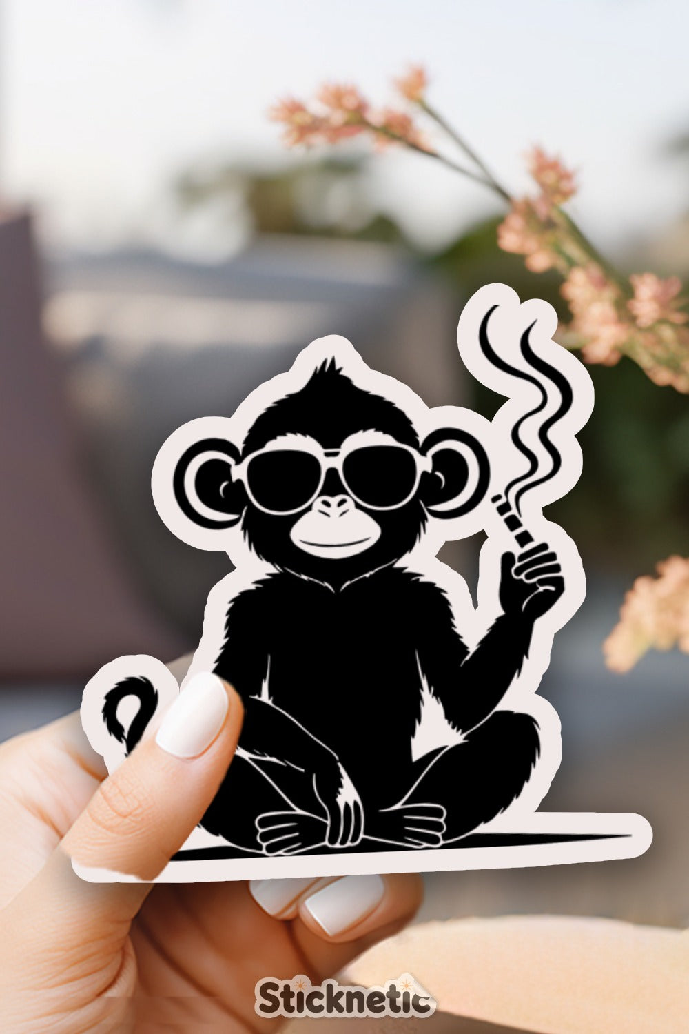 Cool Monkey Smoking Sticker in Hand Sticker product