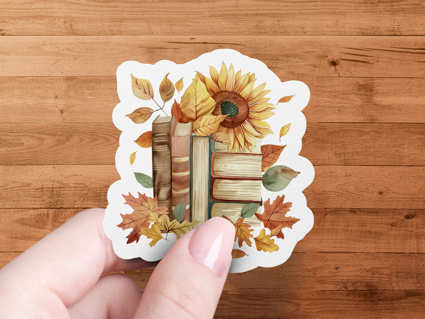Autumn Leaves and Sunflower Book Sticker product