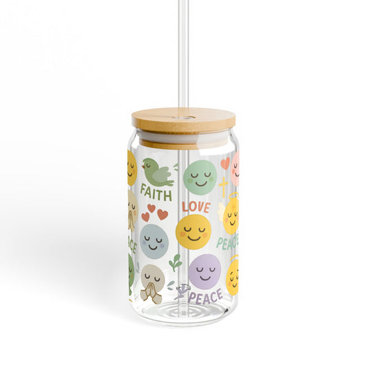 Colorful Inspirational Words Tumbler, Faith Love Peace Drinkware, Reusable Acrylic Water Jar with Straw