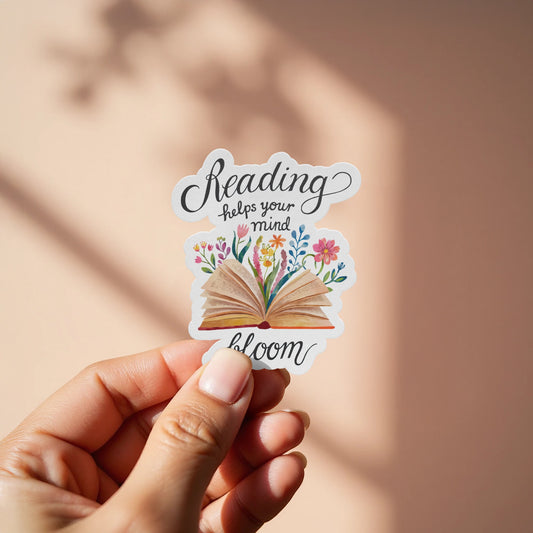 Reading Helps Your Mind Bloom sticker product