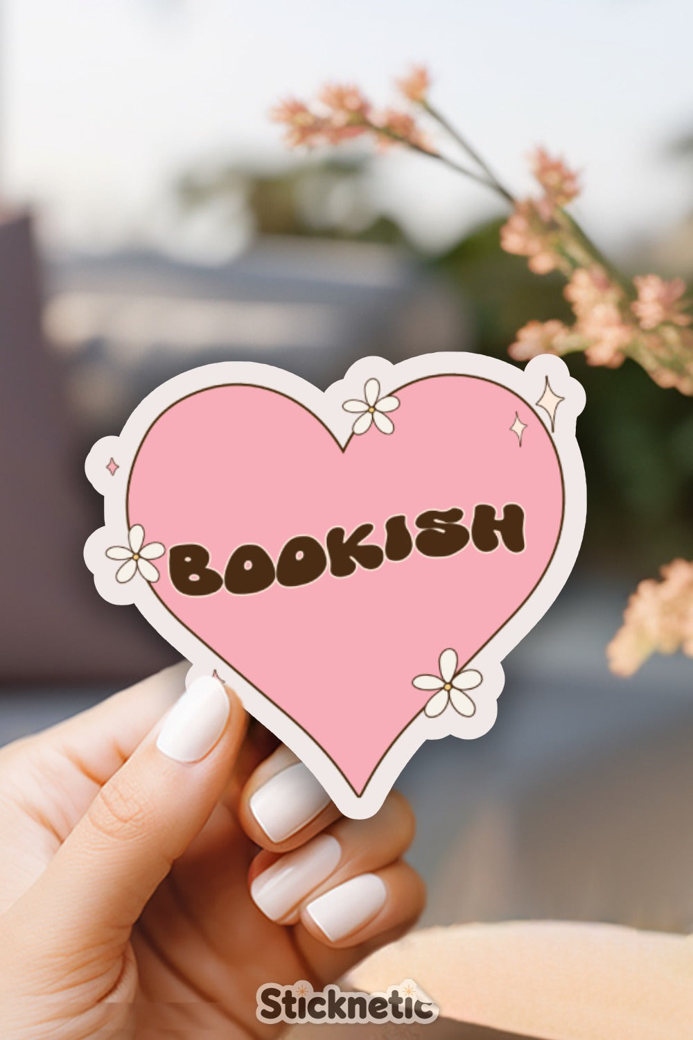 Bookish Heart Pink Aesthetic Sticker product