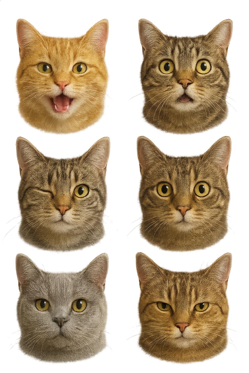 Cat Faces Wall Art, Set of 8 Different Cat Expressions, Colorful Feline Prints, Cat Lover Gift, Home Decor, Animal Photography