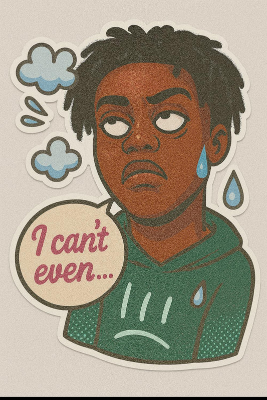 I Can't Even Sticker, African American Character, Expressive Mood, Weather Elements, Waterproof Vinyl, Laptop Decal, Trendy Sticker Art