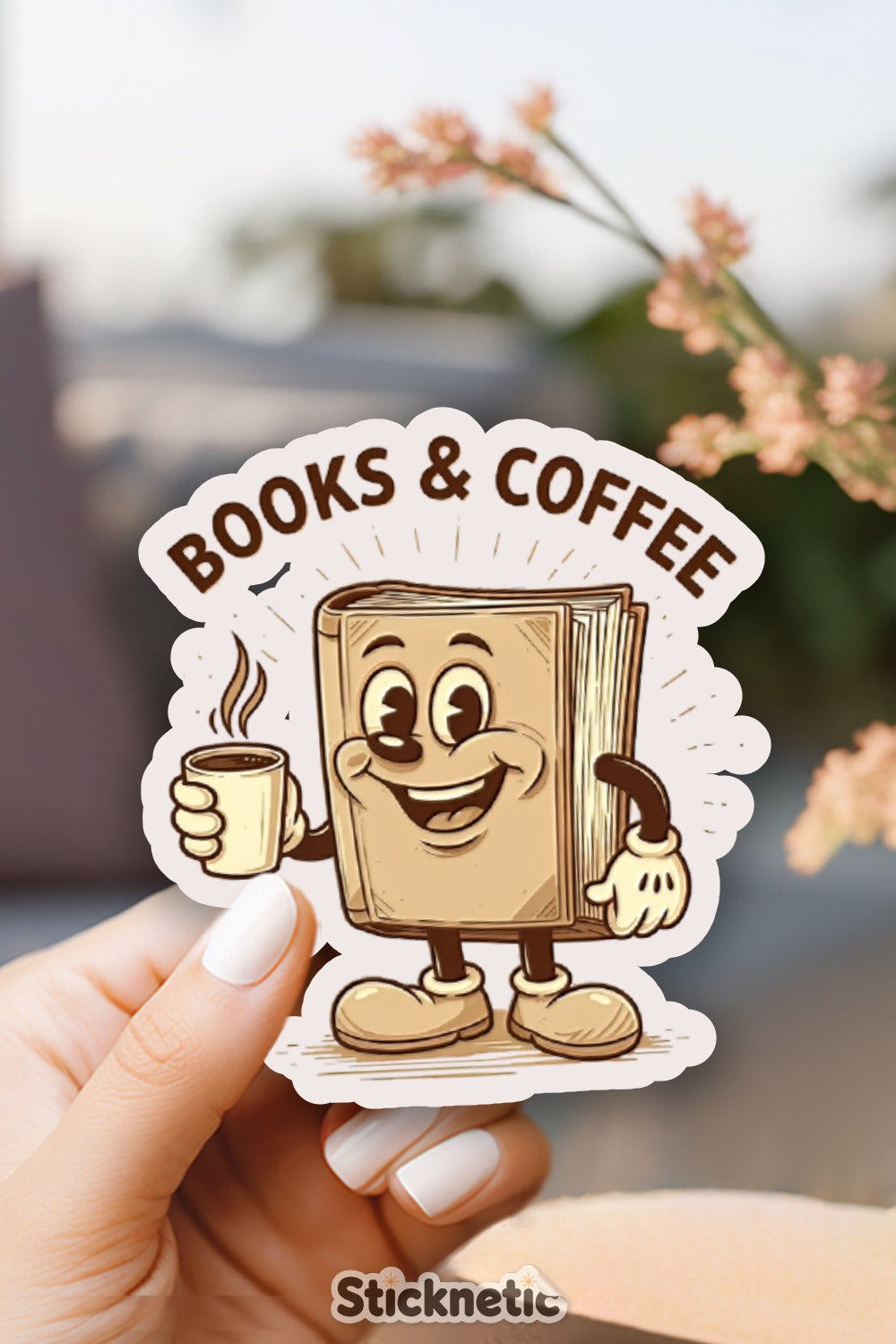 Books and Coffee Cartoon Sticker product type