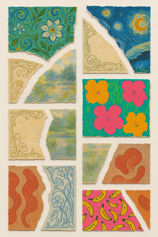 Colorful Abstract Art Prints, Van Gogh Inspired, Floral and Textured Patterns, Wall Decor Set