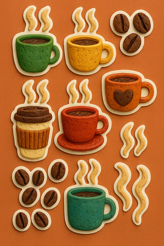 Colorful Ceramic Coffee Mugs with Cookies Wall Art, Kitchen Decor, Coffee Lover Gift, Playful 3D Art Print, Vibrant Home Decoration