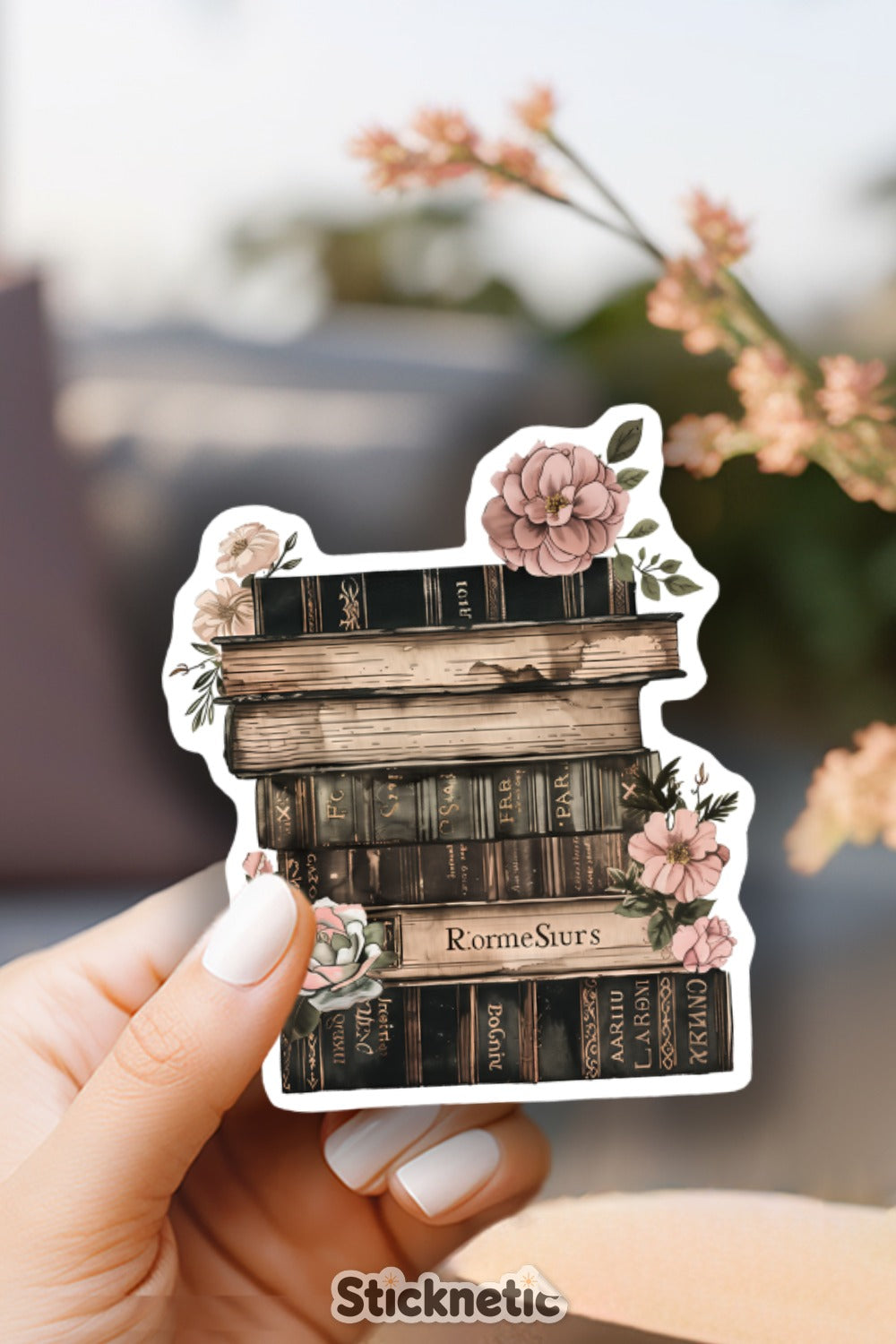 Vintage Book Stack Sticker for Book Lovers product