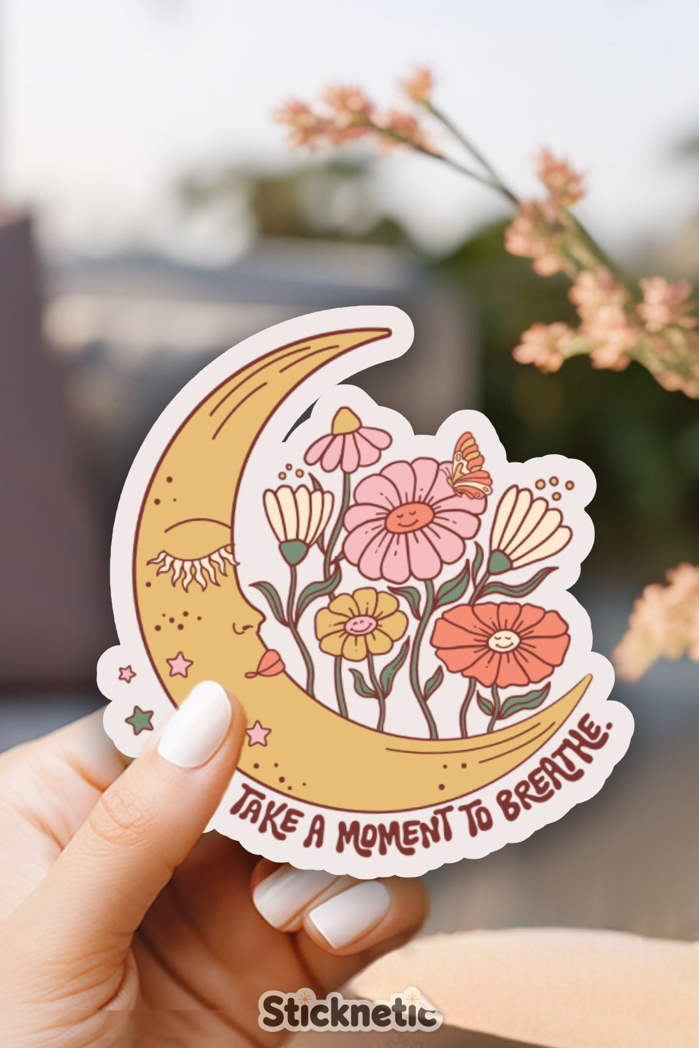 Take a Moment to Breathe Crescent Moon Sticker product