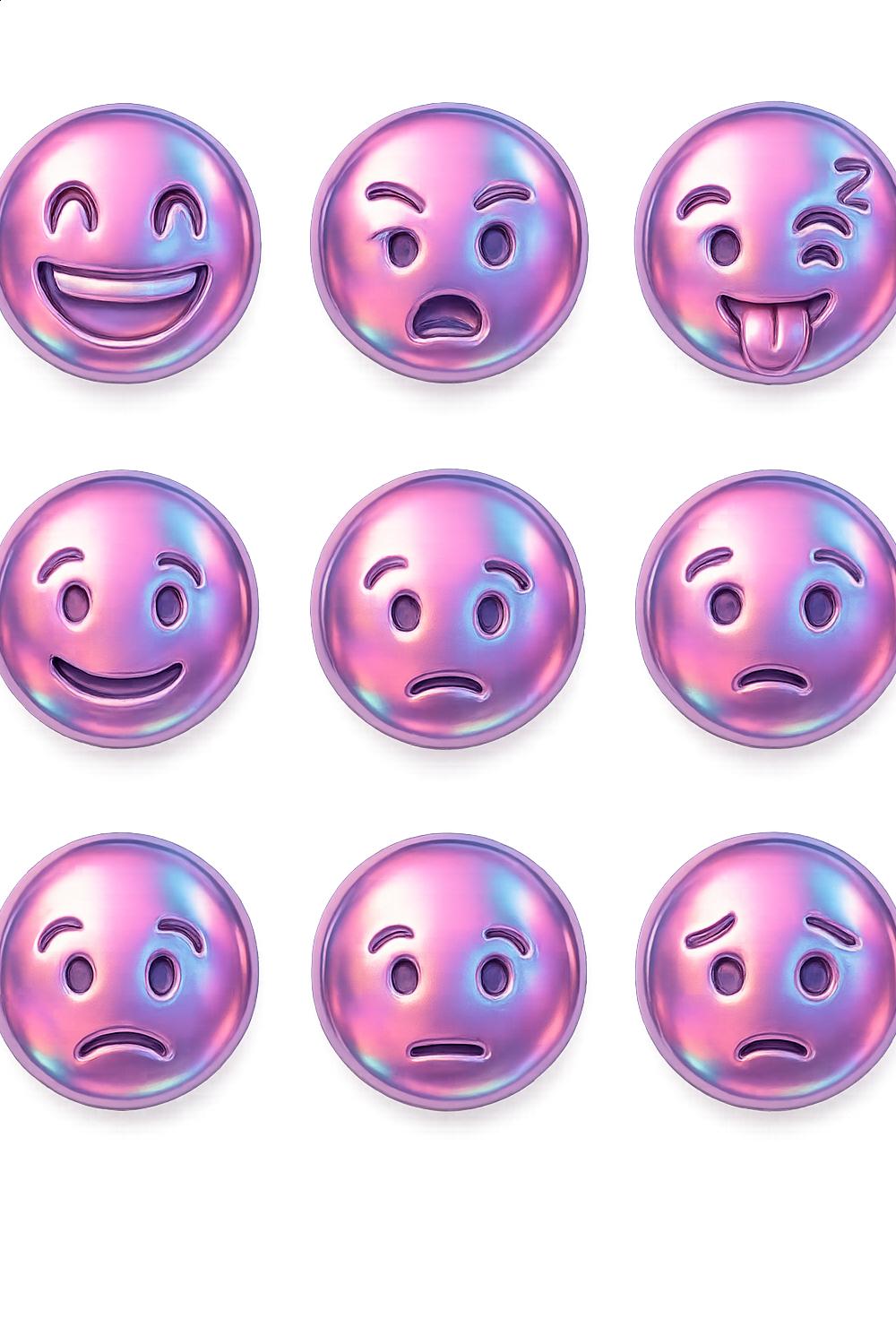 Set of 9 Purple Emoji Magnets, Cartoon Faces, Refrigerator Decor, Funny Expression Icons, Vibrant Home Accessories, Unique Gifts