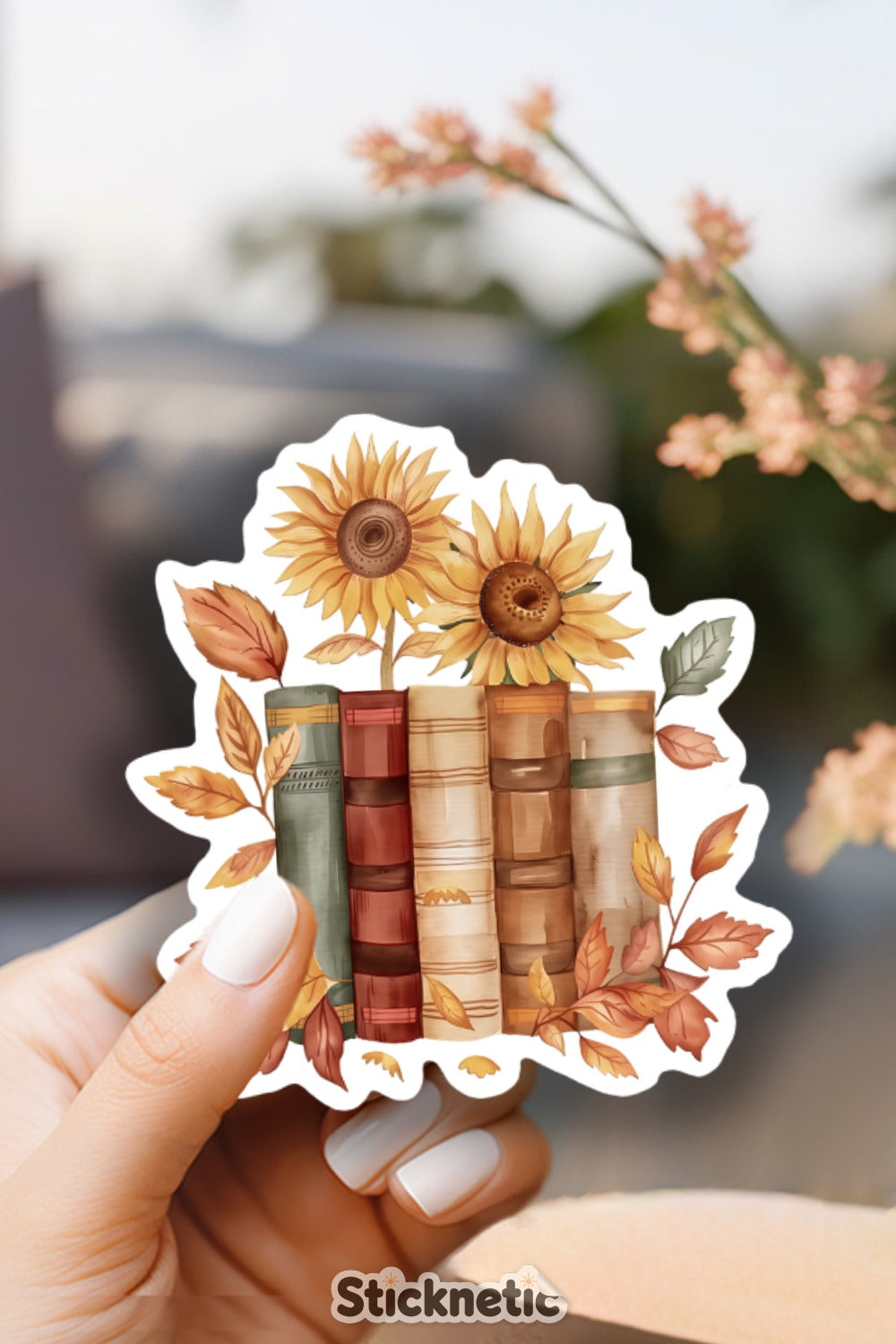 Colorful Sunflower and Books Sticker product