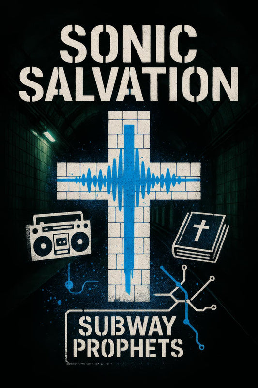 Sonic Salvation Poster, Subway Prophets Art Print, Urban Music Cross Graphic, Religious Band Decor