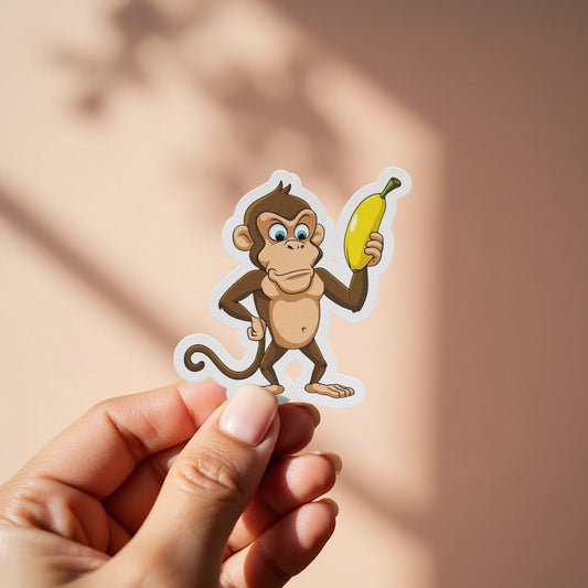 Adorable Cartoon Monkey with Banana Sticker product