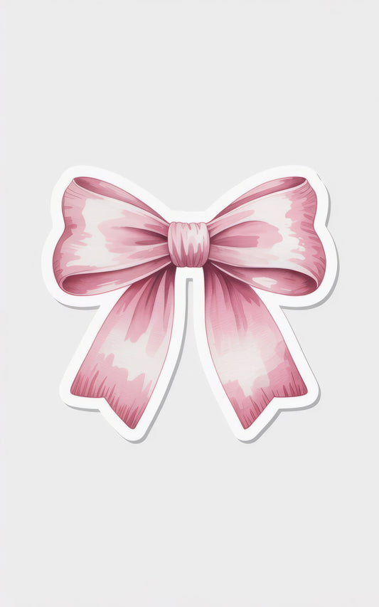 Pink Watercolor Bow Sticker, Large Die-Cut Decal, Feminine Laptop Decoration, Scrapbooking Supply, Girly Gift Idea