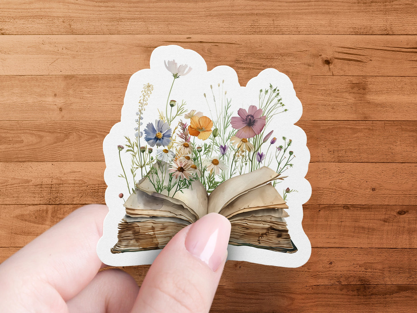 Vintage Book with Wildflowers Sticker product type