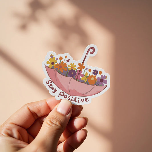 Stay Positive Umbrella with Flowers Sticker product