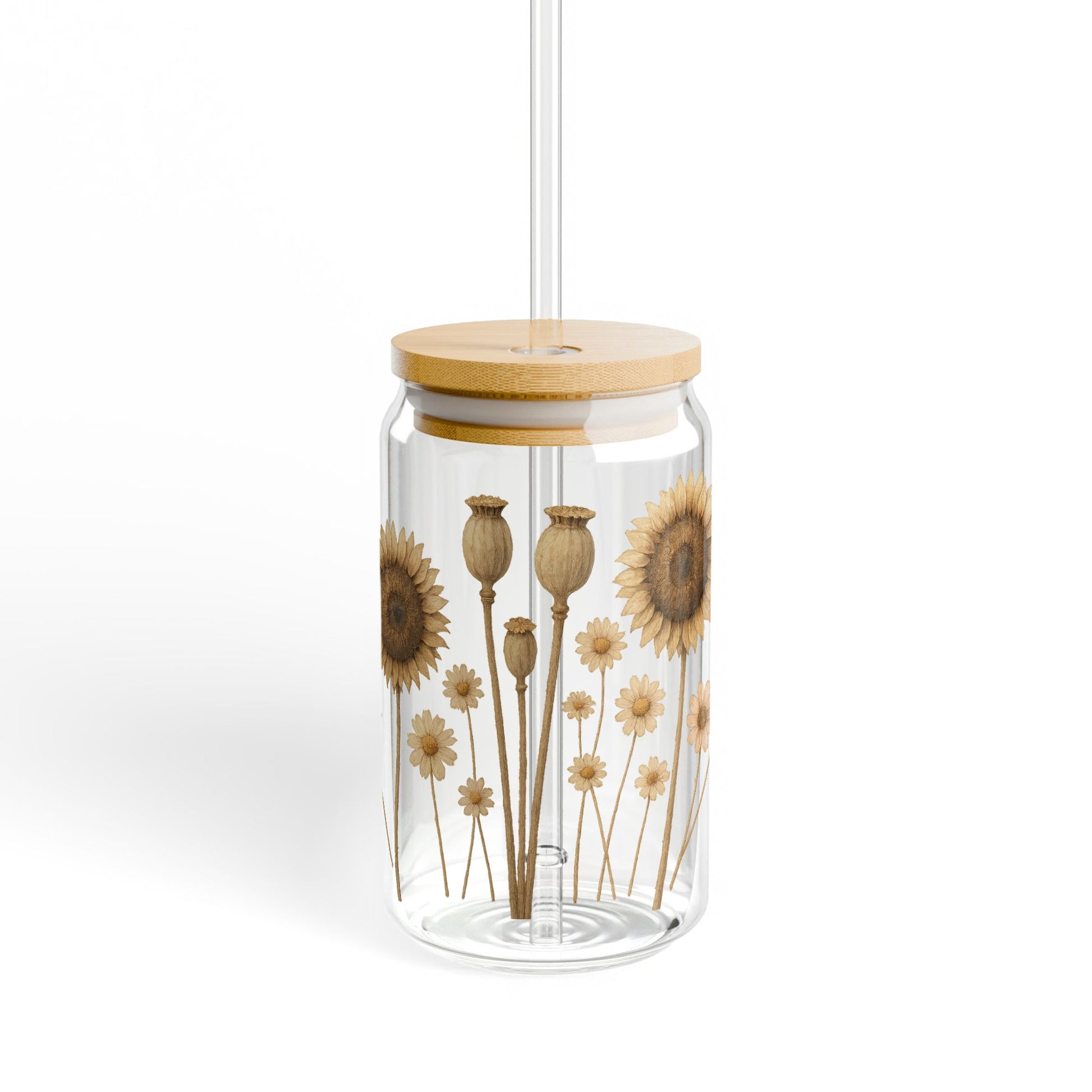 Sunflower and Daisy Glass Jar Candle Holder, Rustic Home Decor, Floral Table Centerpiece