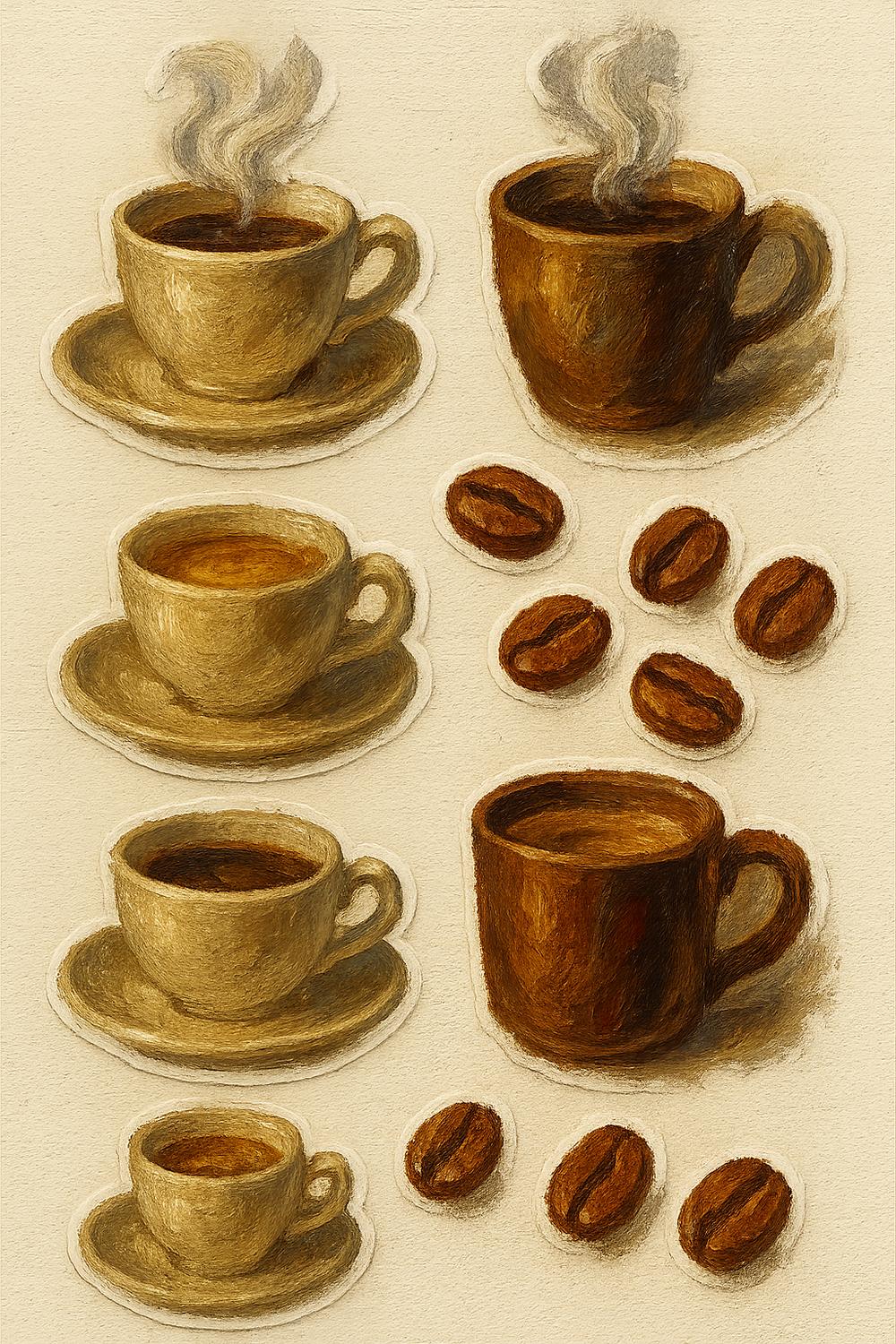Vintage Coffee Art Print, Rustic Kitchen Decor, Espresso Cups Wall Art, Warm Tones, Coffee Lover Gift