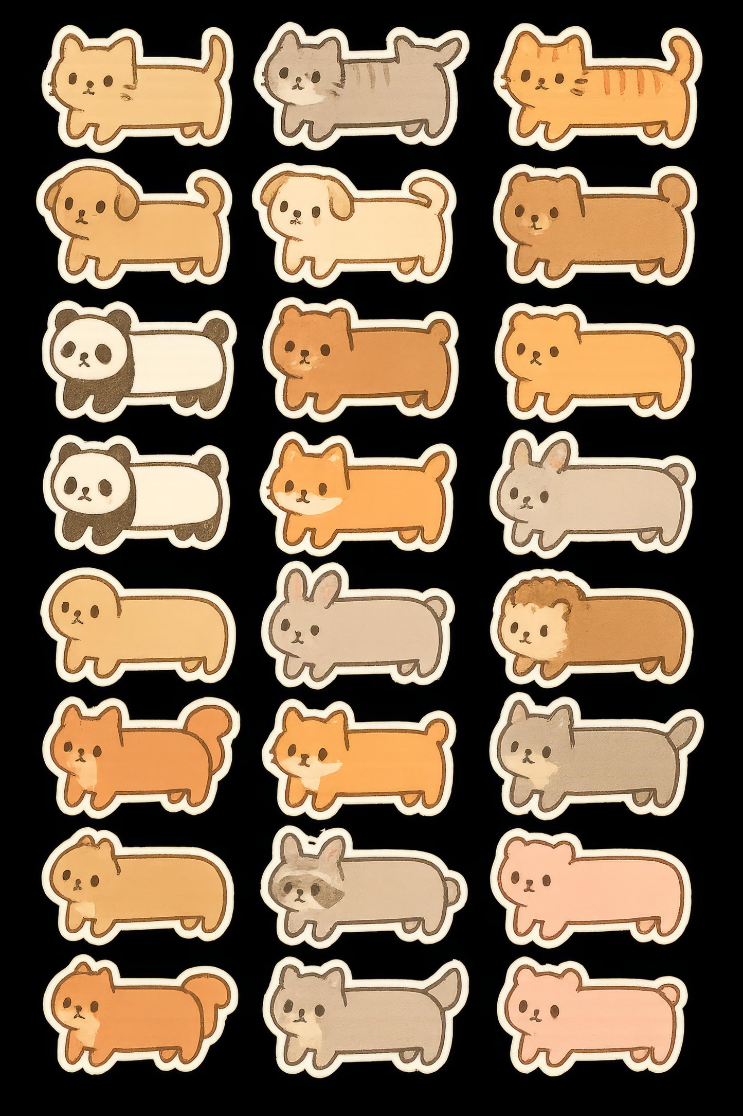 Cute Cartoon Animal Stickers, Dog and Cat Designs, Kawaii Pets, Vinyl Decal Set, Gift for Kids and Teachers, Decorative Sticker Pack