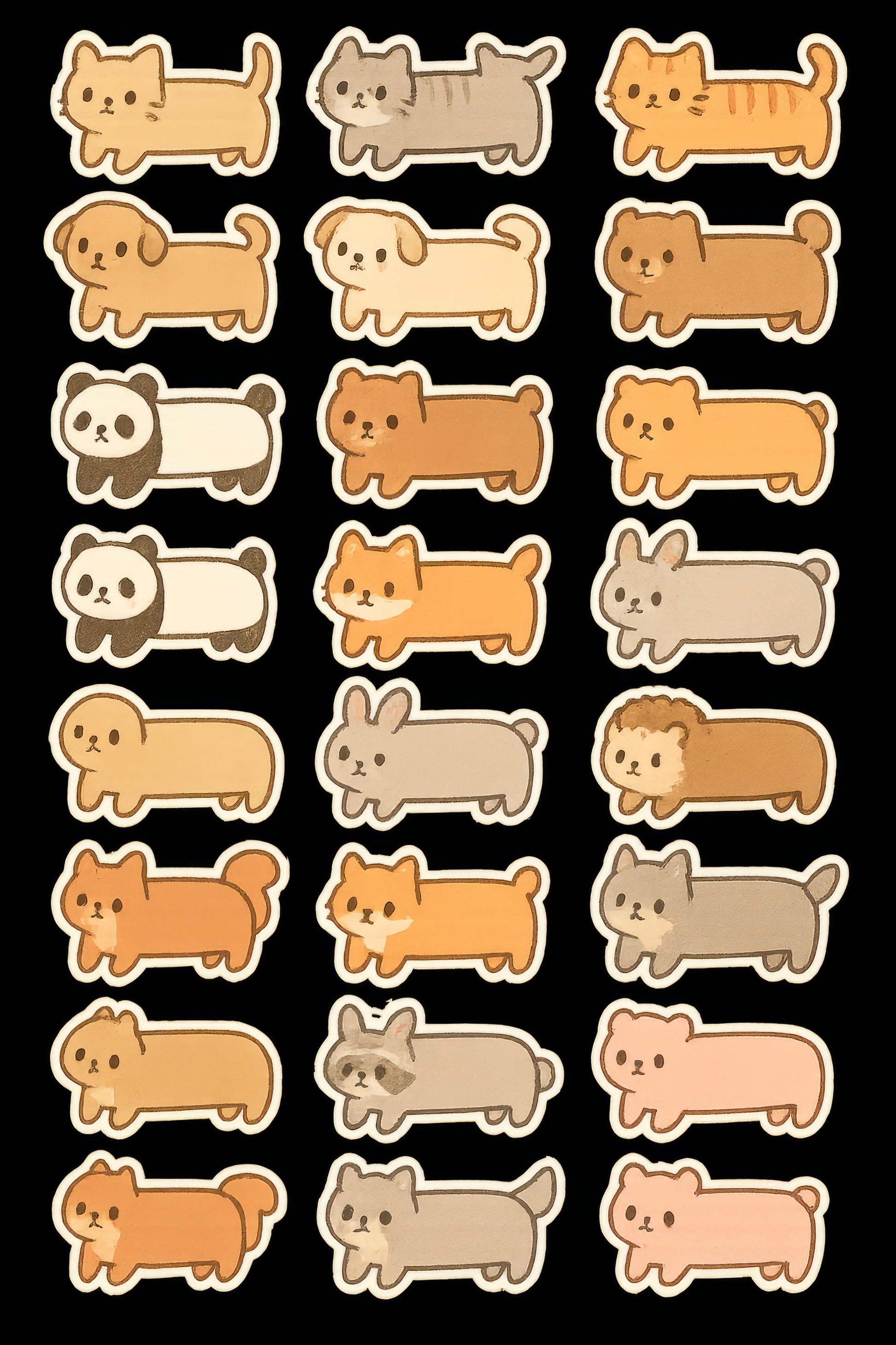 Cute Cartoon Animal Stickers, Dog and Cat Designs, Kawaii Pets, Vinyl Decal Set, Gift for Kids and Teachers, Decorative Sticker Pack
