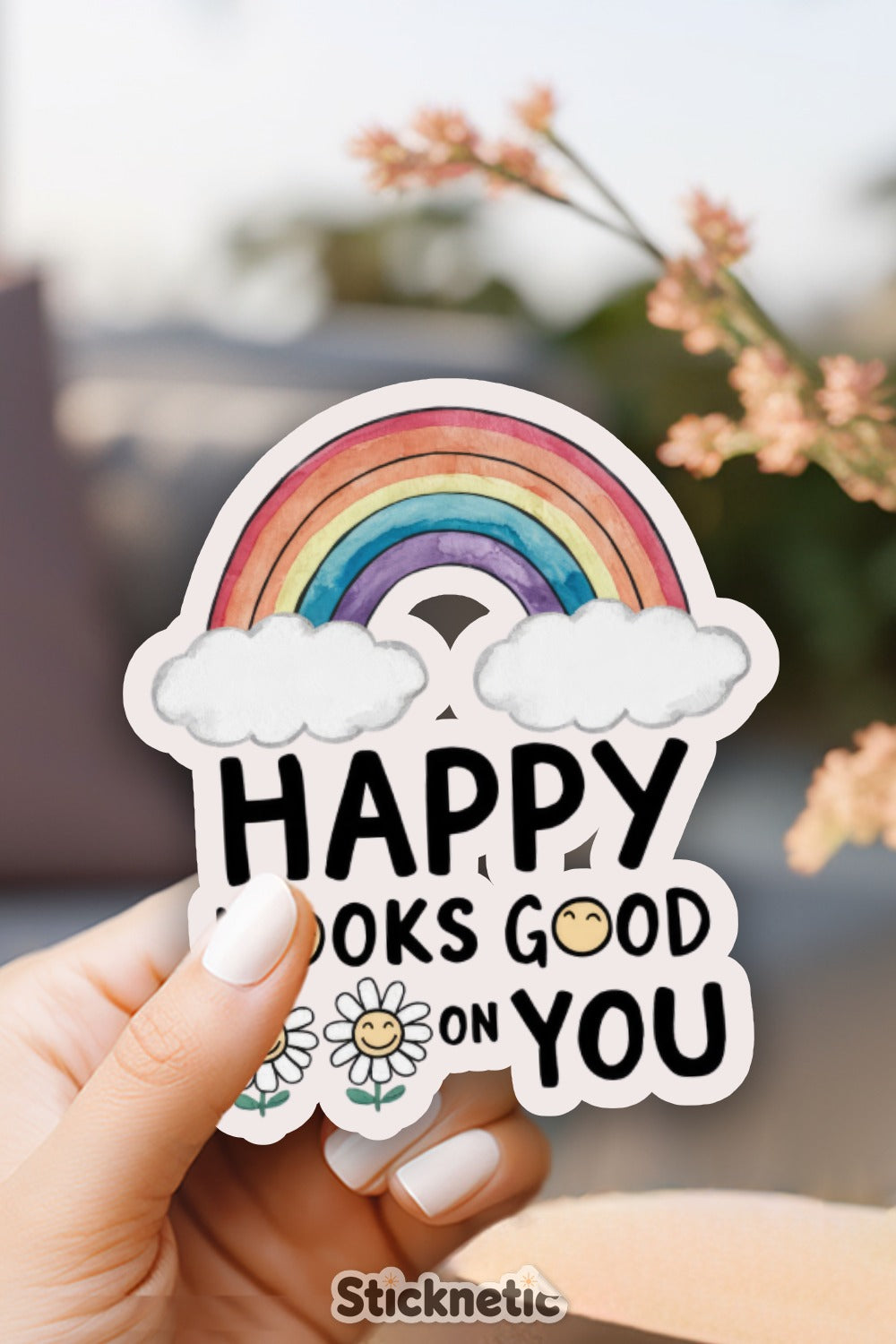 Happy Looks Good On You Rainbow Sticker product type