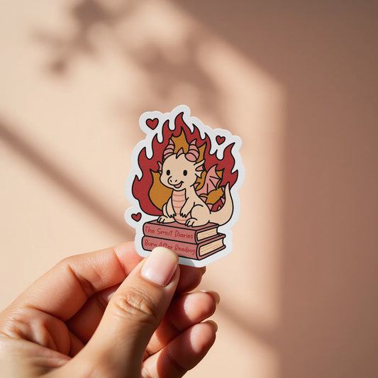 Adorable Fire-Breathing Dragon Holding Books Sticker product