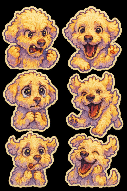 Cute Dog Stickers, Puppy Emotion Decals, Cartoon Dog Expression, Pet Lover Gift, Vinyl Sticker Pack for Kids