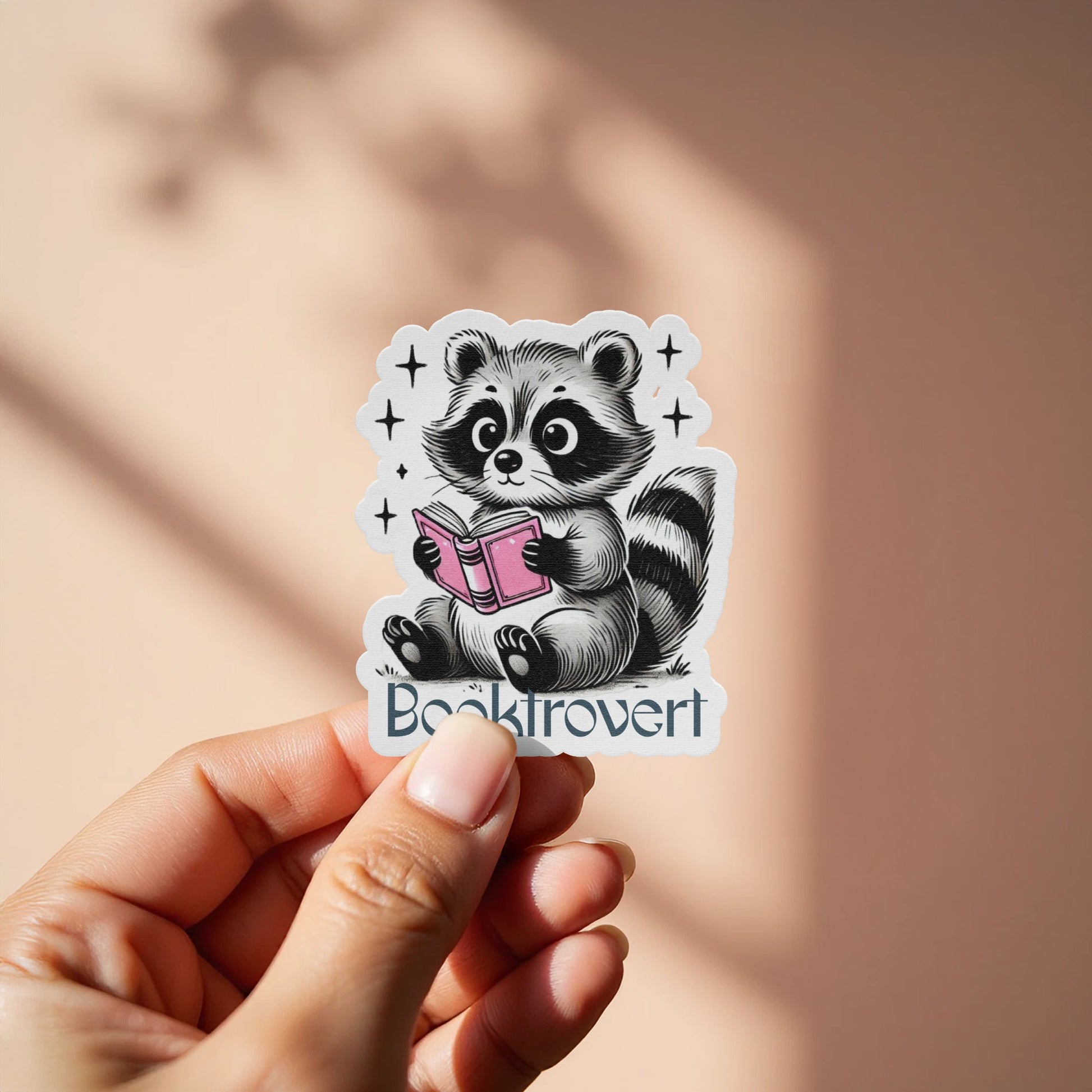 Cute Raccoon Reading Book Introvert Design Sticker product