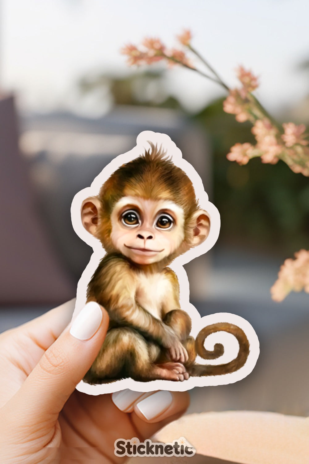 Cute Baby Monkey Sticker Adorable Animal Art Sticker product
