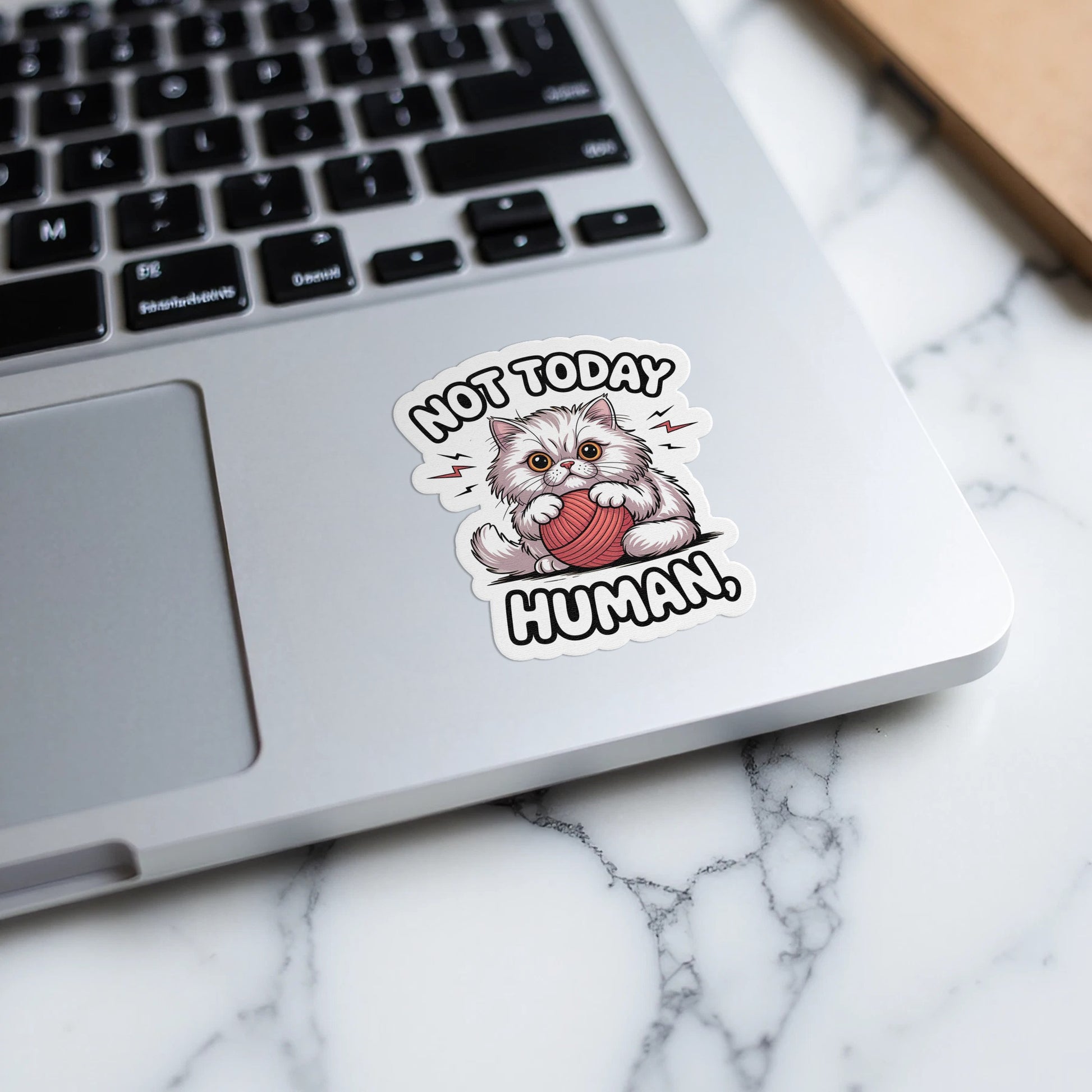 Not Today Human Cute Cat Laptop Sticker product type