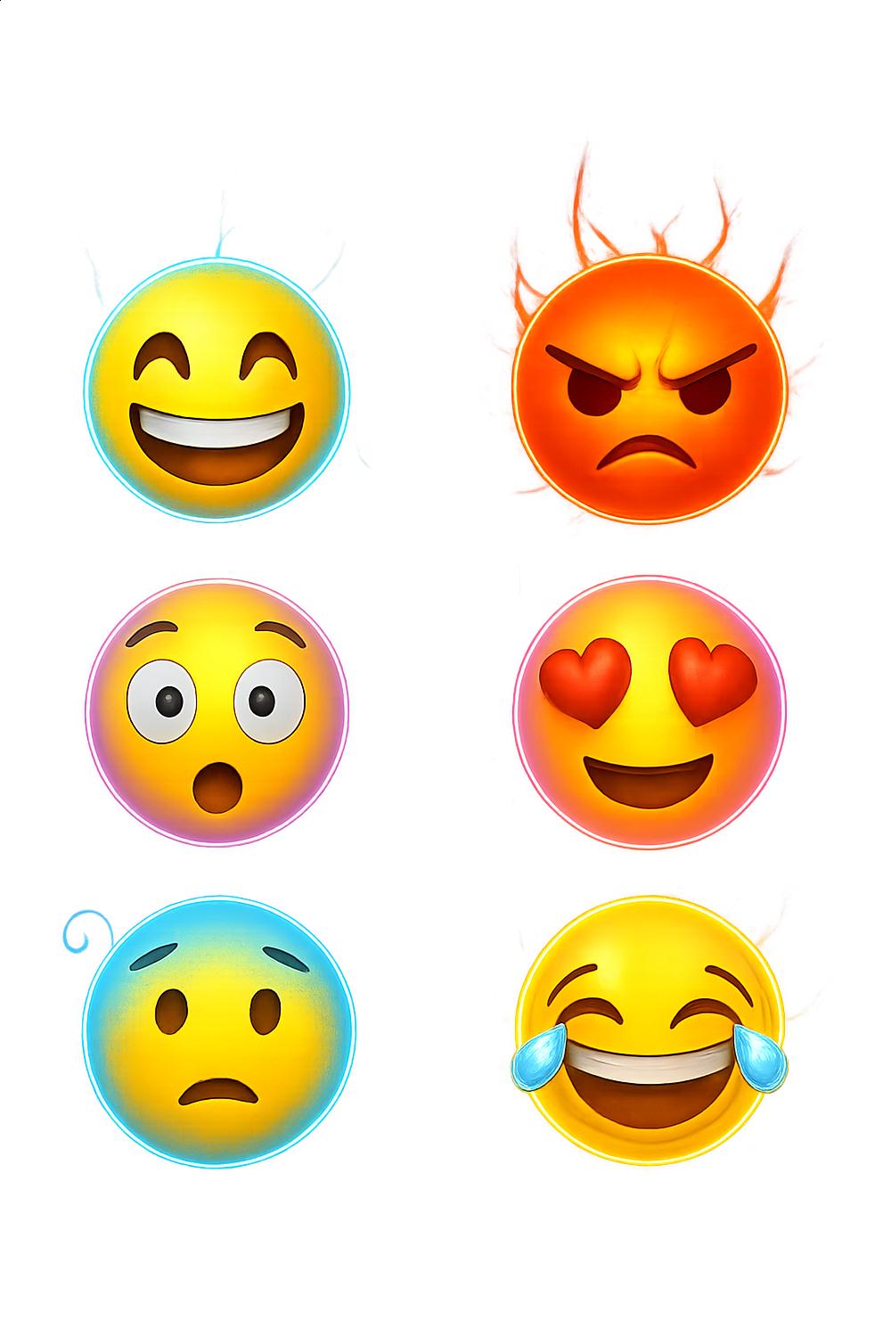 Emoji Wall Art Prints, Colorful Smiley Faces, Emotional Expression Decor, Set of 8 Emojis, Kids Room Decoration, Modern Digital Artwork