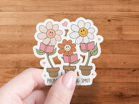 Adorable Smiling Flowers Reading Sticker product