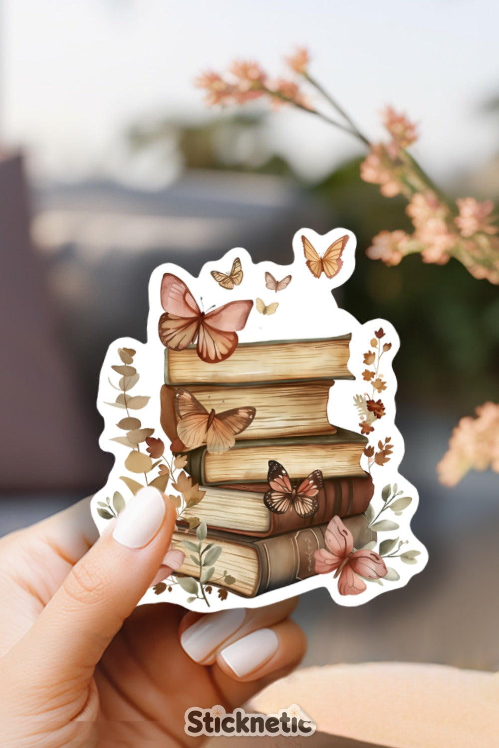 Vintage Books and Butterflies Sticker product